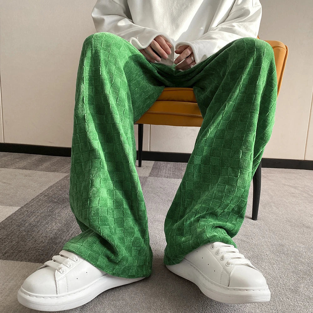 saferido Men's Plaid Straight Oversize Men Casual Pants Fashion Brand Hip Hop Trousers For Female Harajuku Korean Clothing Pants