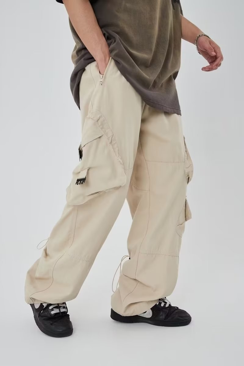American street fashion big pocket overalls trousers loose casual design straight wide leg trousers mens clothing pants