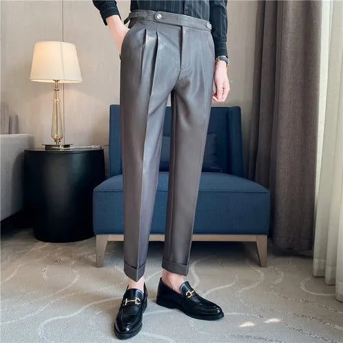 saferido Men's British Style Two-Piece Casual Suit - Slim Fit, High-End, Suit or Blazer/Trousers Sold Separately -Male Suit for Wedding
