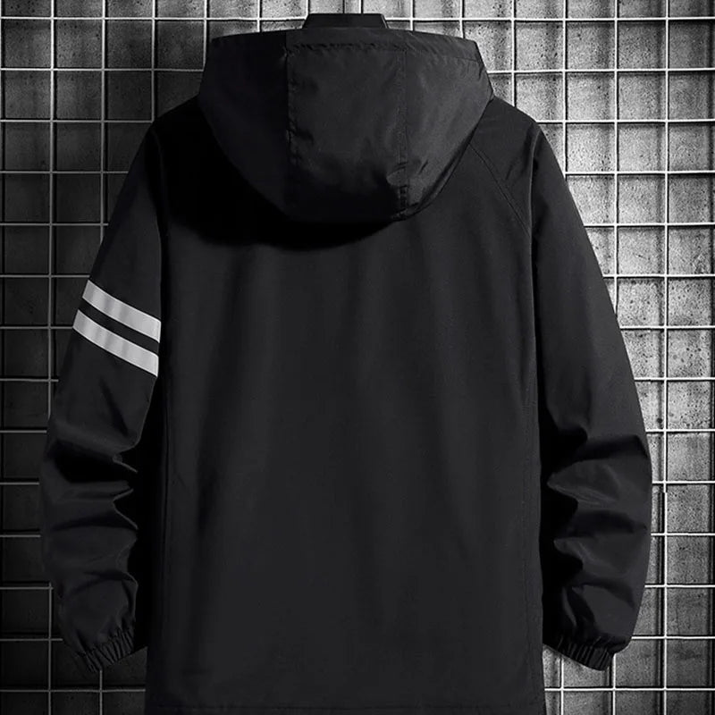 saferido Men's Jacket Spring Autumn Fashion Thin Hooded Jacket Street Retro Casual Coat with Pocket Sports Windbreaker