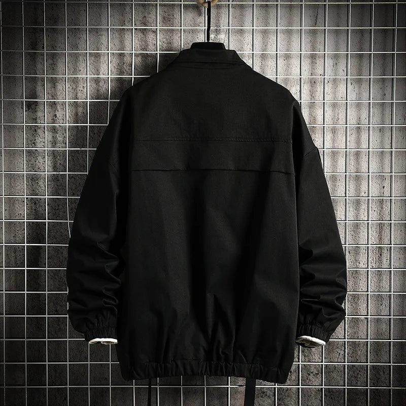saferido New Ribbon Stand Collar Work Coat Men's Spring and Autumn Fried Street Personality Streamer Top Loose Large Size Jacket