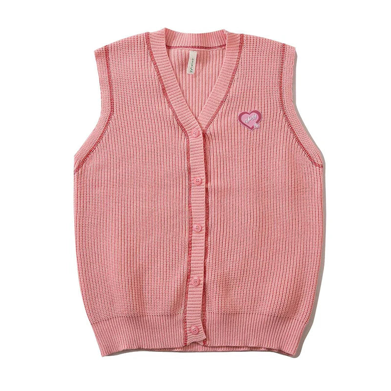 saferido Korean Knitted Cardigan Men Causal V-neck Solid Student Sweaters Vest Harajuku Loosed Couple Sleeveless Vests Spring Autumn