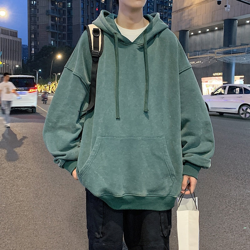 Legible Spring Autumn Casual Hoodies Men Solid Hooded Hoodies Male Loose Sweatshirts Pullovers Man