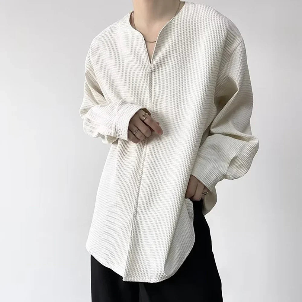 saferido Mens Harajuku Irregular Shirt 2024 Spring New Fashion Goth Handsome Loose Oversized Lapel Fashion Long Sleeve Cloak Unisex