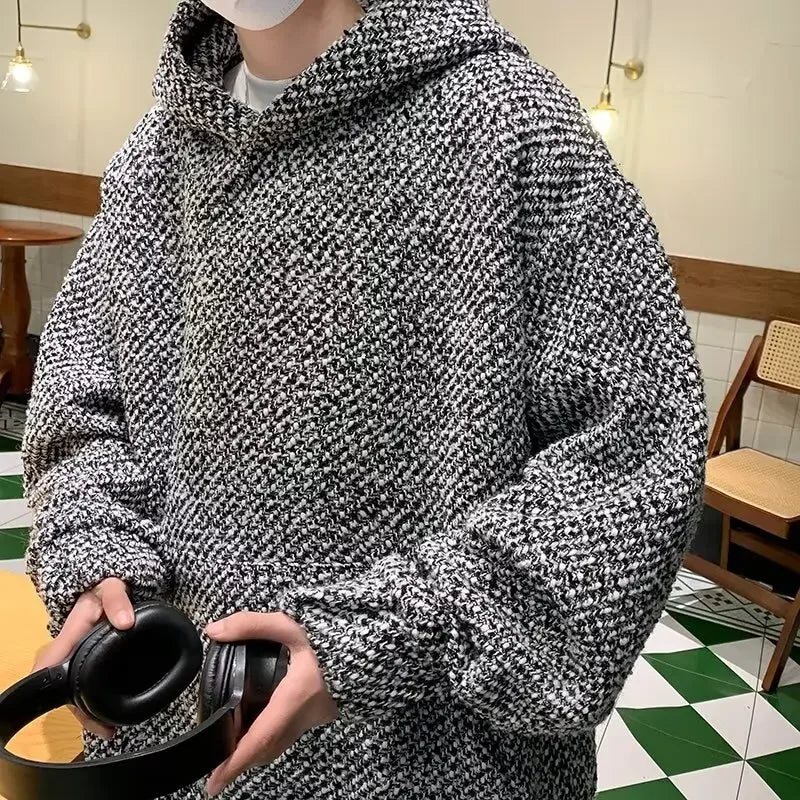saferido Hooded Hoodies Men Casual Loose Coats Autumn Winter Korean Fashion High Street Youthful Teens Couples All-match Outwear Harajuku