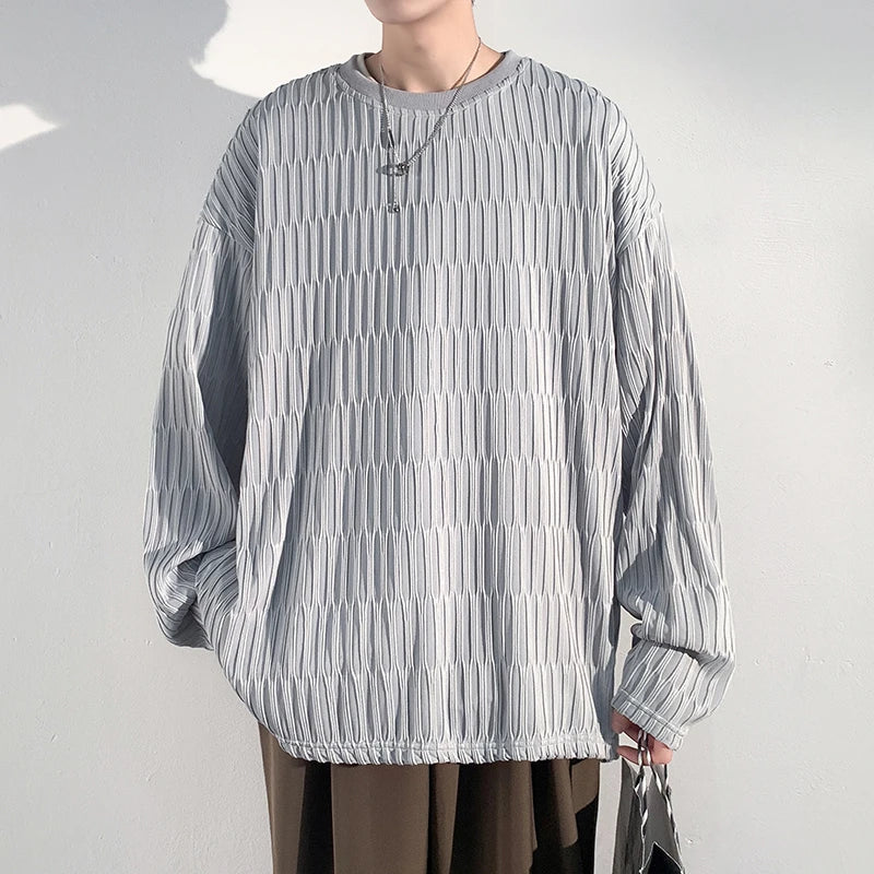 saferido Harajuku Chic T shirts For Men Oversized Tees Spring Man Casual Long Sleeve Tshirt Woman O-neck Loose Pullovers Tops 5XL-M