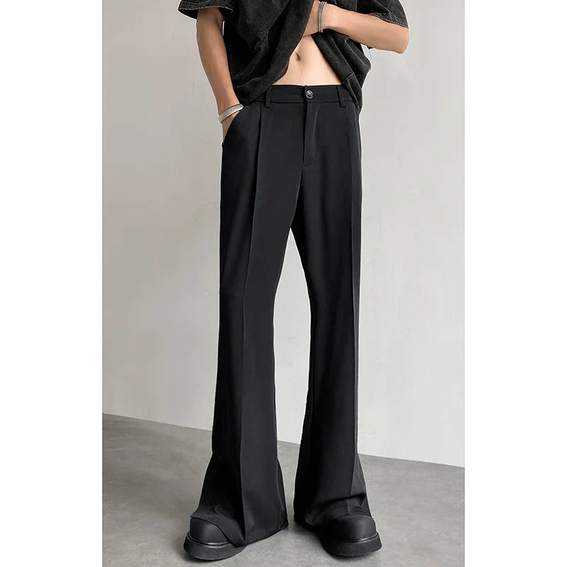 Brown Black Suit Pants Men Fashion Social Mens Dress Pants Korean Loose Casual Flared Pants Mens Office Formal Trousers M-2XL