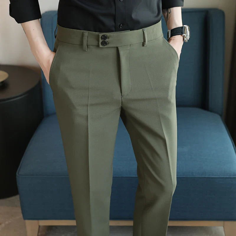 saferido Men Dress Pants High Waist Trousers Autumn New British Style Straight Slim Fit Suit Pants Solid Casual Fashion Men Clothing