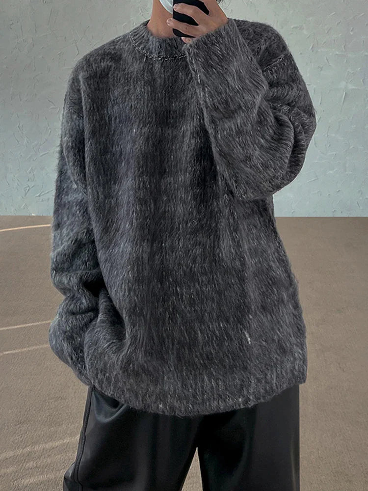 saferido Spring Autumn Fashion Mens Knitted Sweaters Casual O Neck Solid Warm Loose Fit Sweaters Pullover Male Knitwear C57