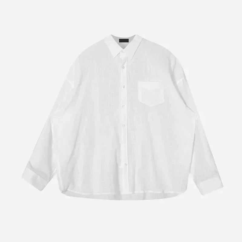 Unisex Oversized Linen Shirt Coat Men's Long Sleeve Casual Loose Fit Fashion Japanese Korean Style Sun Protection Clothing