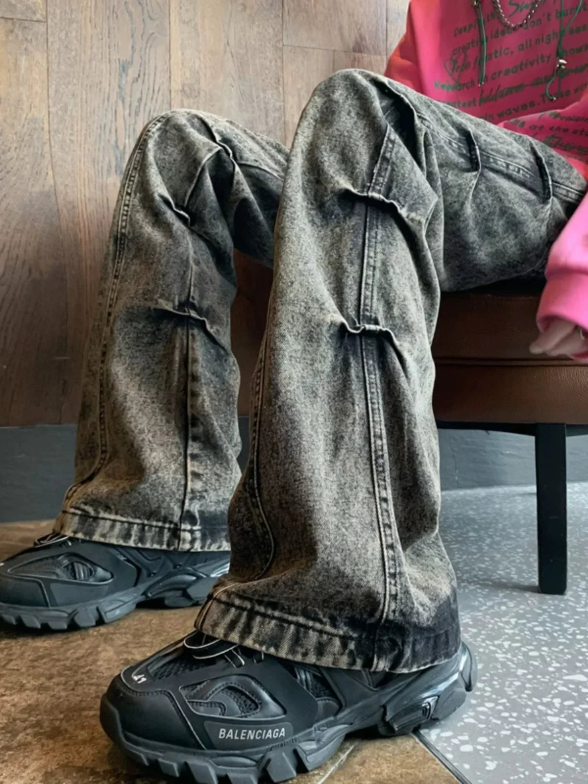 saferido 2024 High Street Vibe American Heavy Craft Side Fold Washed Old Jeans with High Grade Waste Soil Style Trousers streetwear