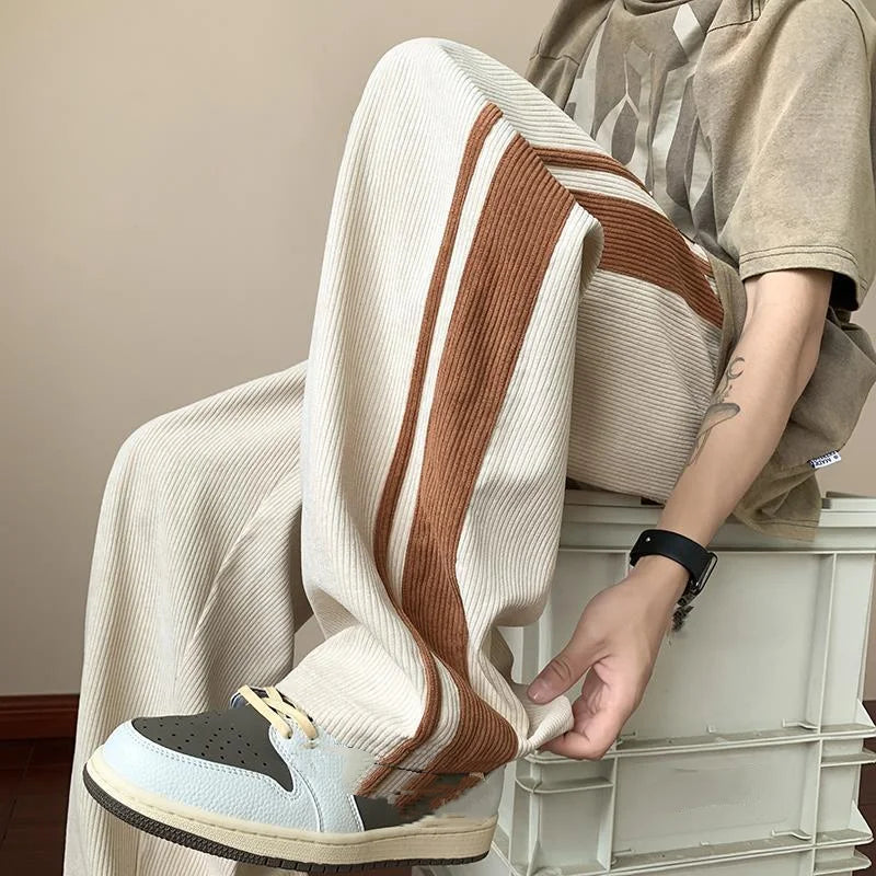saferido Spring And Autumn New Fashion Loose Casual Pants Men's Corduroy Fashion Versatile Men's Straight-leg Sports Pants Men's Trousers
