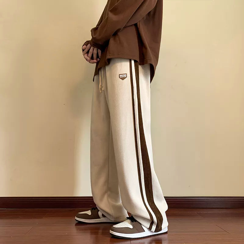 saferido Baggy Striped Sweatpants for Men Straight-Leg Pants Fashion Hip Hop Streetwear Harajuku Trousers Casual Bottoms Y2K Male Clothes