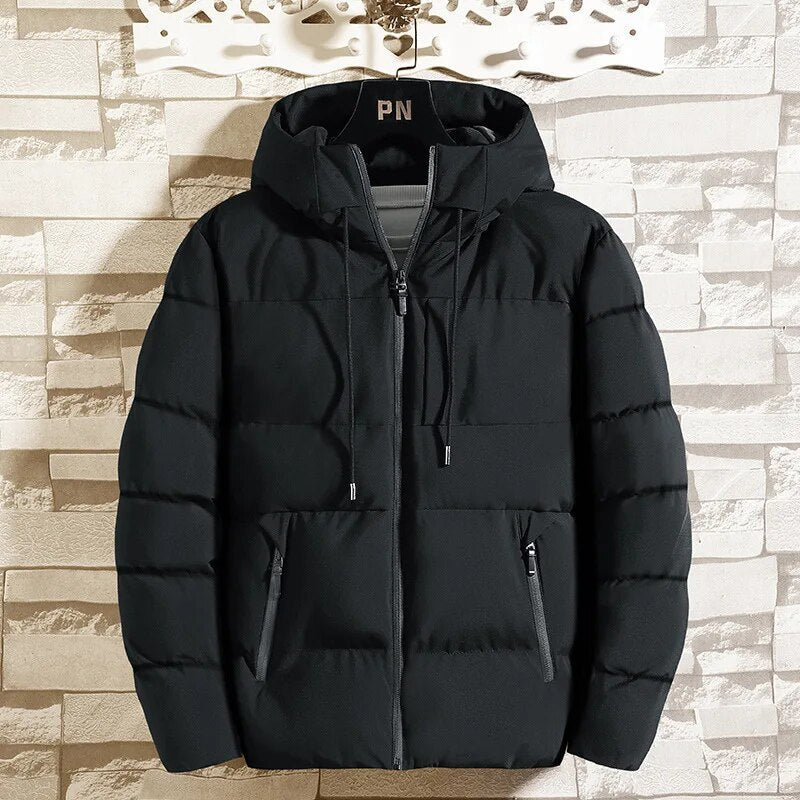 Fashion Parkas Male Thick Winter Overcoat Men's Casual Jacket Hat Warm Long Windbreaker Classic Windproof Business Hombre