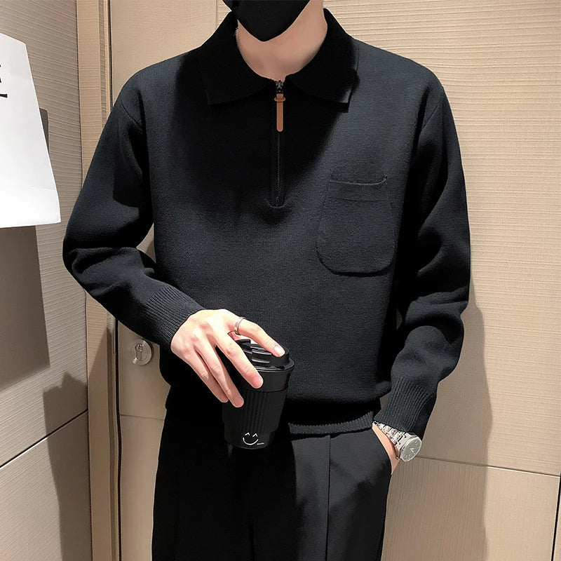 saferido Clothing Men Keep Warm In Winter Knitted Sweater/Male Slim Fit Zipper Design Pullover/Man Casual Knit Sweater Korean Style