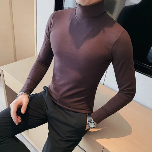 saferido Clothing Man Spring Autumn Casual Long Sleeve T-shirt/Male Slim Fit Fashion High Collar Pullover Man T-shirts S-4XL