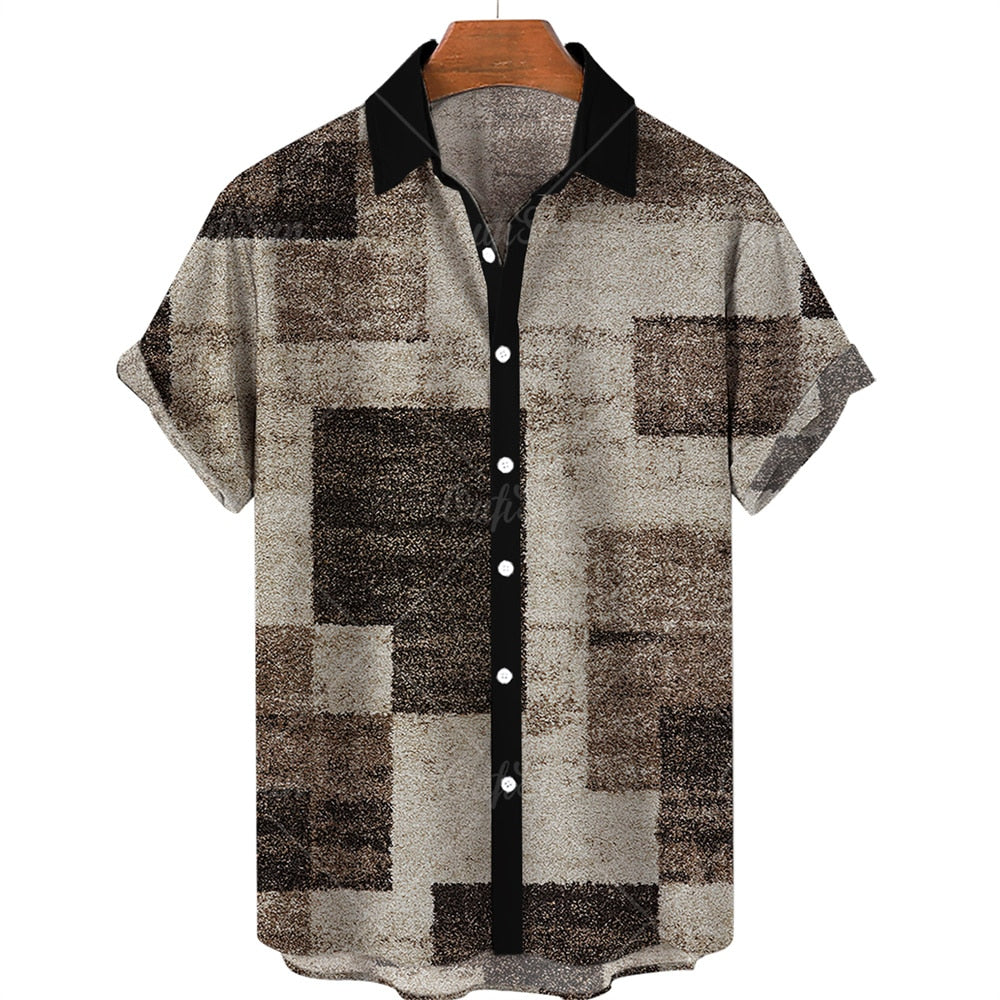 Male Shirt Oversized Plaid Floral Short Sleeve Tops Summer Casual Holiday Buttons Social Luxury Clothing Men Hawaii Shirts 5XL