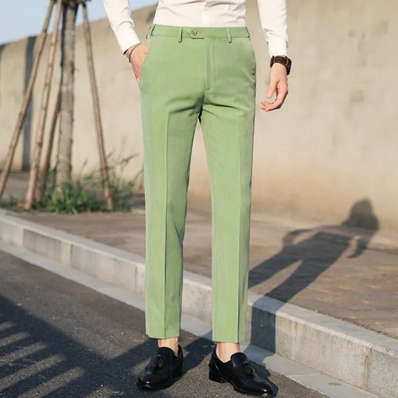 saferido Men Spring Summer Business Formal Pants Solid Casual Korean Slim Fit Suit Pants Mens Wedding Social Trousers Plus Size 38