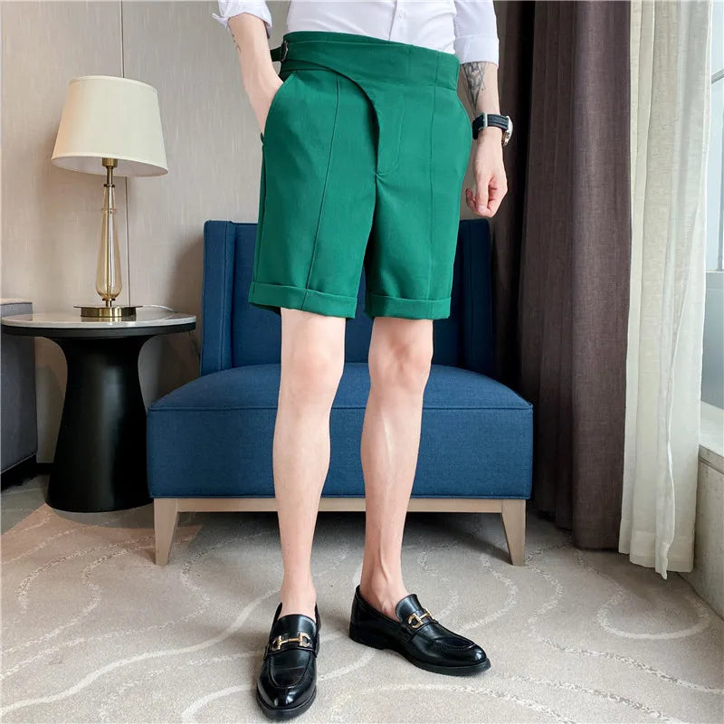 saferido Men Summer Shorts Korean Fashion Business Shorts Casual Chino Shorts Office Trousers Cool Breathable Summer Clothing S-3XL