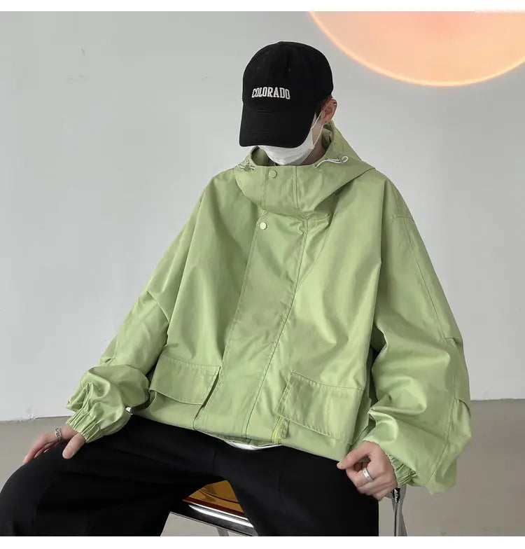 saferido Men's Korean Style Clothes Outerwear Loose Fitting Hooded Jackets Original Clothing Man Hoodie Men's Coats