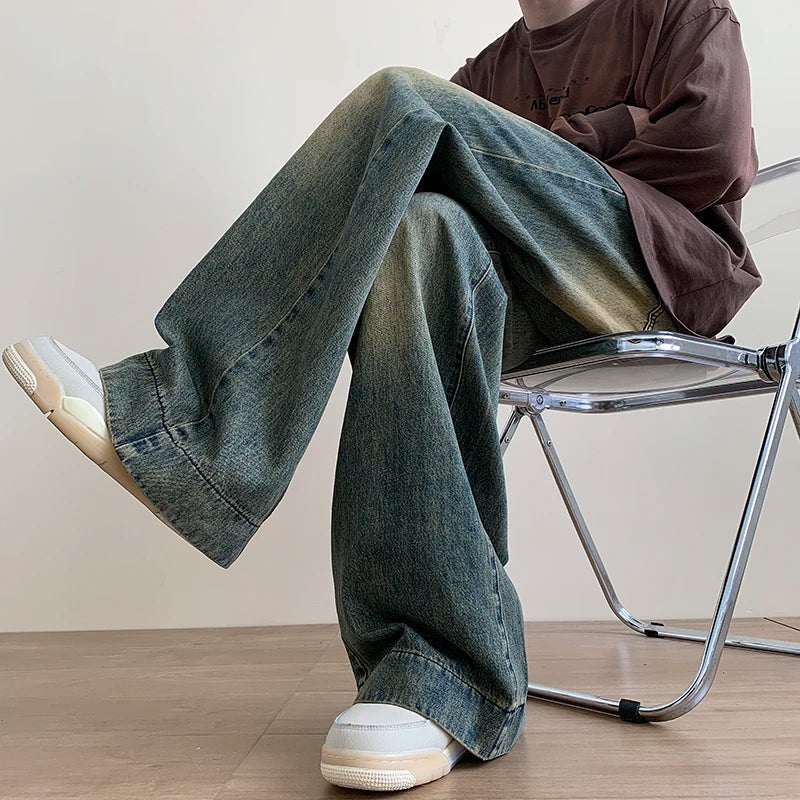 saferido Jeans men Baggy Jeans Straight Casual Distressed Vintage Jean Pants Men Wide-leg Denim Trousers Male Oversize Streetwear Fashion