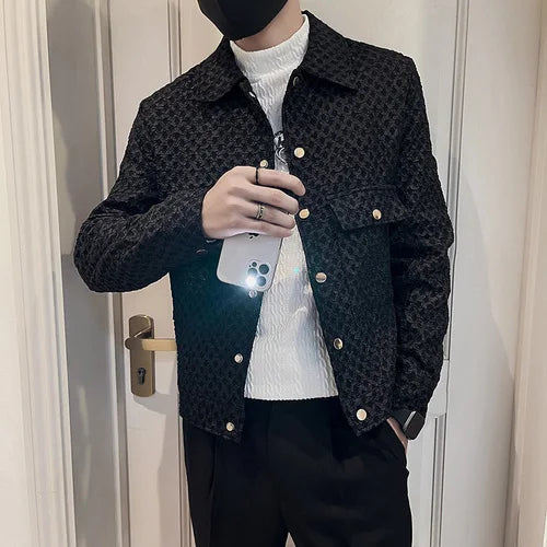 saferido Men's Spring High Quality Casual Jackets/Male Slim Fit White Black Lapel Fashion Business Coat Plus Size S-3XL
