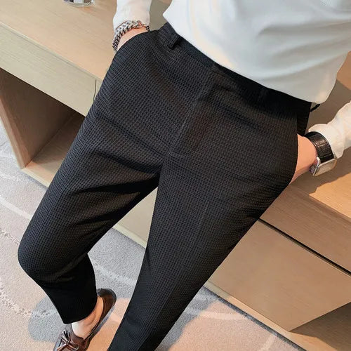 saferido Men's Suit Trousers Spring And Summer Business Casual Pants Men's Fashion High-Quality Solid Color Slim Trousers Men 28-36