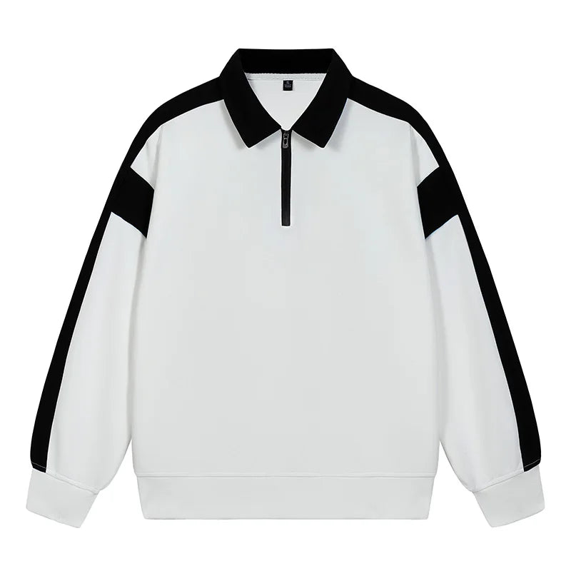 Spring Mens Patchwork Sweatshirt Hoodies Men Fashion Streetwear Harajuku Turn Down Collar Pulllover Male Korean Sweatshirt
