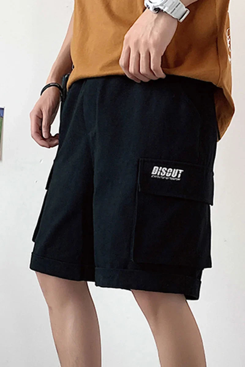 saferido Oversize Casual Shorts Men's Thin Street Trend Big Pocket Overalls Sports Loose Straight Pants Printed Letters Summer Clothes