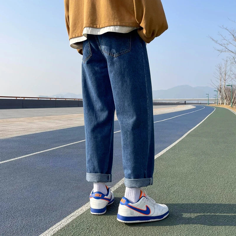 saferido Spring brand straight loose trouser Korean High street men and women can wear denim classic fashion trend boys girls jeans