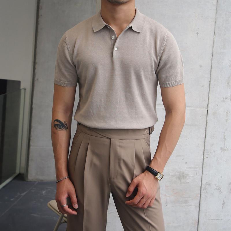 New Men's Clothing Summer Fashion Slimming Korean Version Simplicity Trend Short Sleeve Lapel Solid Color Casual POLO Shirt