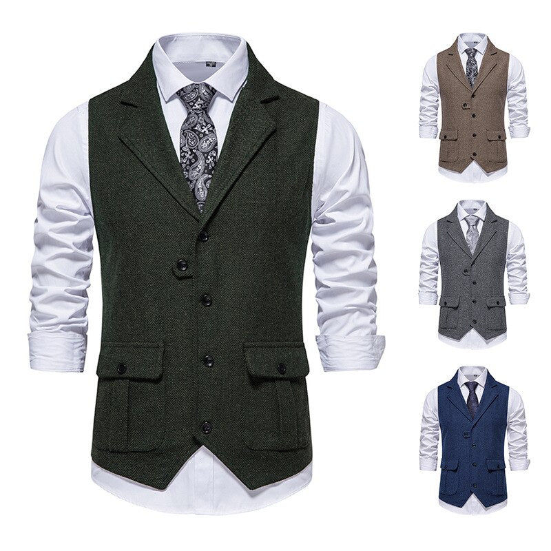 Men's Brown Vest Suit Vest Single breasted Designer Brand Sleeveless Formal Coat Top Adult Dress Tuxedo
