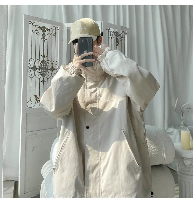saferido Outerwear Loose Fitting Men Spring Jackets Men's Clothing Men's Korean Style Clothes Hoodie Popular Hooded Coats