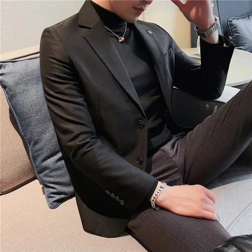 saferido Men's British Style Two-Piece Casual Suit - Slim Fit, High-End, Suit or Blazer/Trousers Sold Separately -Male Suit for Wedding