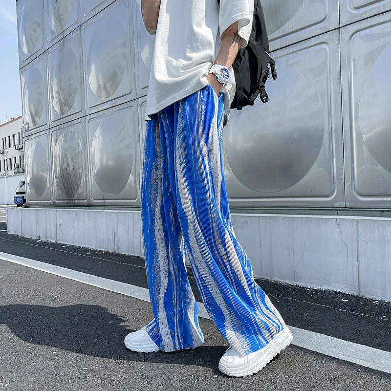 saferido Mopping Casual Pants Mens Spring Summer Oversize Fashion Sports Trousers Printed Loose Pants Straight Wide Leg Sweatpants S-5XL