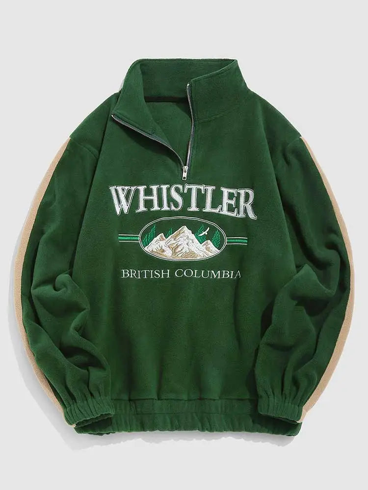 Men's Hoodie Fall Winter Fleece Sweatshirts Letter Embroidery Turtleneck Hoodies Pullover Vintage Streetwear Warm Sweats