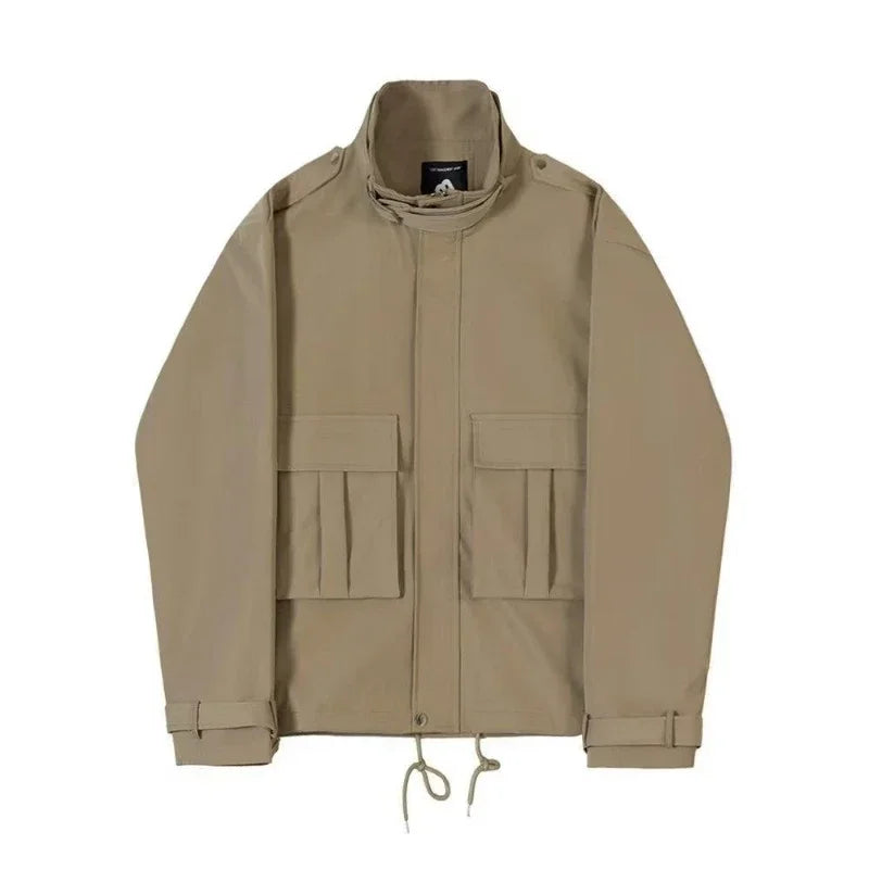 saferido Men's Jackets Coat Korean Style Loose Fashion Turn-down Collar Retro Cargo Solid Pockets Temperament Winter Jacket Male Coat