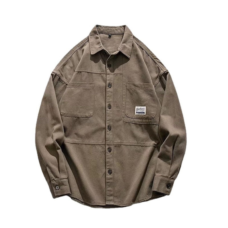 Men Shirts Long Sleeve Jackets Pocket Spring Autumn Cardigan Fashion Streetwear Male Casual Oversize Coat Loose Blouses