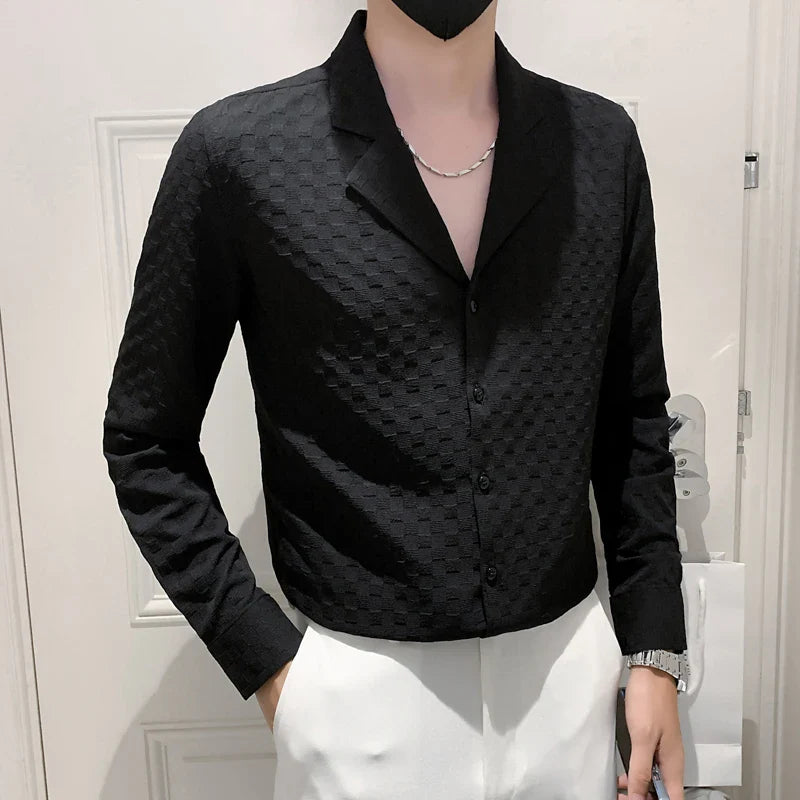 saferido Men Spring High Quality V-Neck Long-Sleeved Shirts/Male Slim Fit High Quality Club Business Dress Shirts Plus Size M-4XL