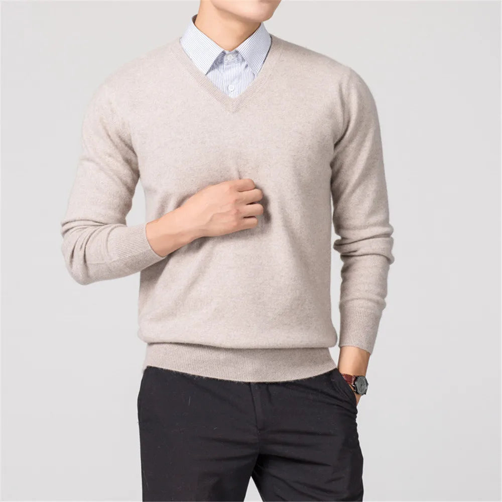 Men's Sweaters V-neck Pullovers Cashmere Knitting Hot Sale Spring Women Sweaters Wool Knitwear High Quality Jumpers Clothes