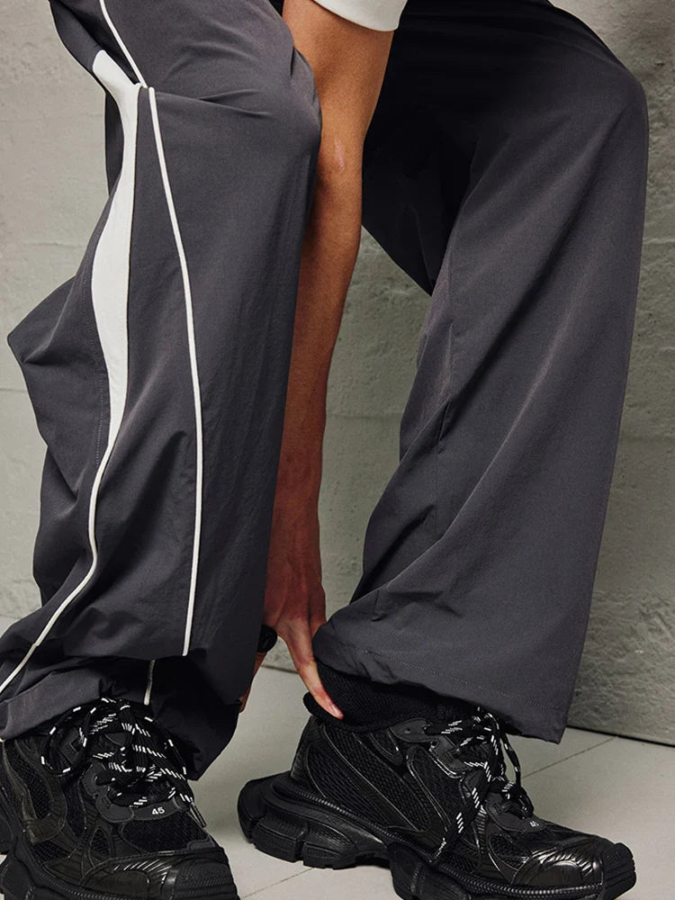 saferido Parachute Sports Pants for Men Jogging Sweatpants Wide Leg Trousers Male Black Streetwear Loose Casual American Street