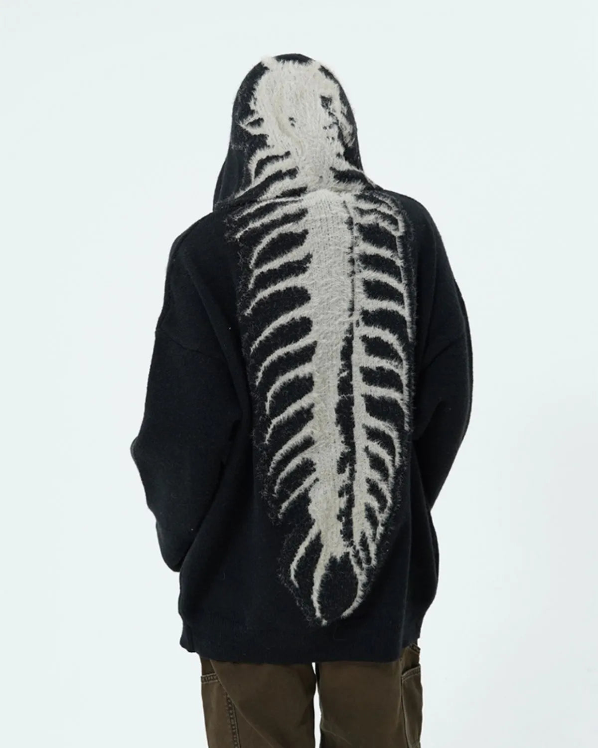 saferido American Men's Winter Oversized Pattern Loose Hooded Sweater Knit Sweater Sweater High Street Couple Sweater Trendy Tops Y2K