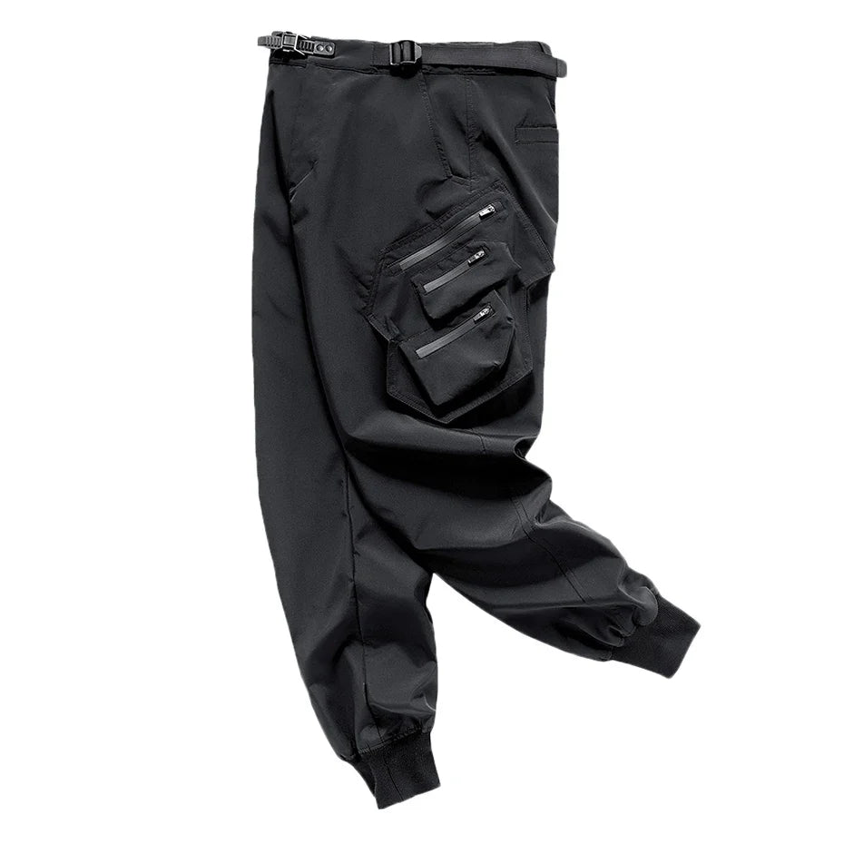 saferido Streetwear Cargo Pants Harajuku Hip Hop Joggers Men Oversized Techwear Pants Multi Pockets Harem Pencil Trousers Black