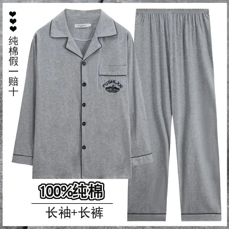 Men Pajamas Set Lounge Sleepwear Plaid Pyjamas Long Sleeve Spring Autumn Loungewear Male Homewear Home Clothes