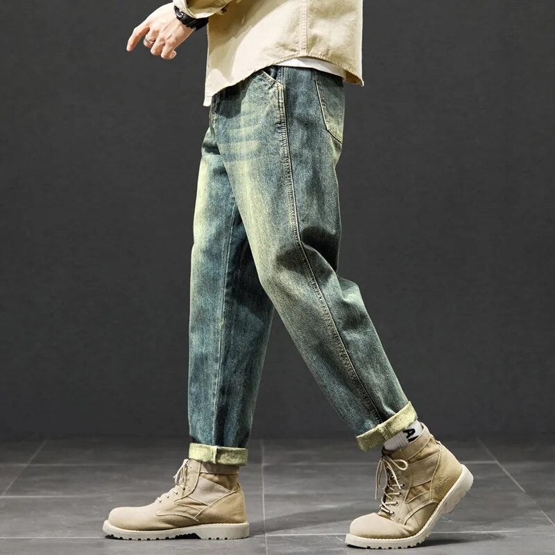 Jeans For Men Baggy Pants Loose Fit Harem Pants Vintage Clothes Men Fashion Pockets Patchwork Large Trousers Oversized 42