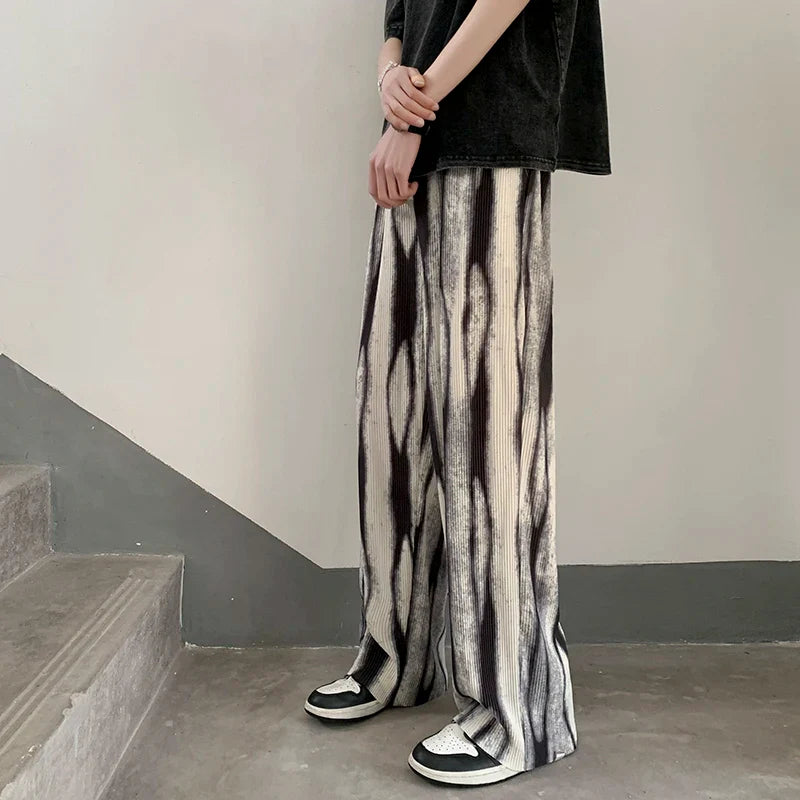 saferido Pleated Pants Men's Fashion Retro Casual Pants Men Japanese Streetwear Loose Hip-hop Wide-leg Pants Mens Ice Silk Trousers M-3XL
