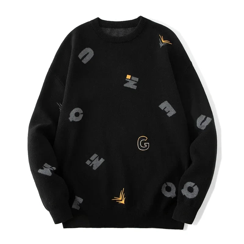 New Autumn Winter Casual Sweater Men Loose Harajuku Style Round Neck Long Sleeve Mens Fashion Pullovers Trendy Sweaters