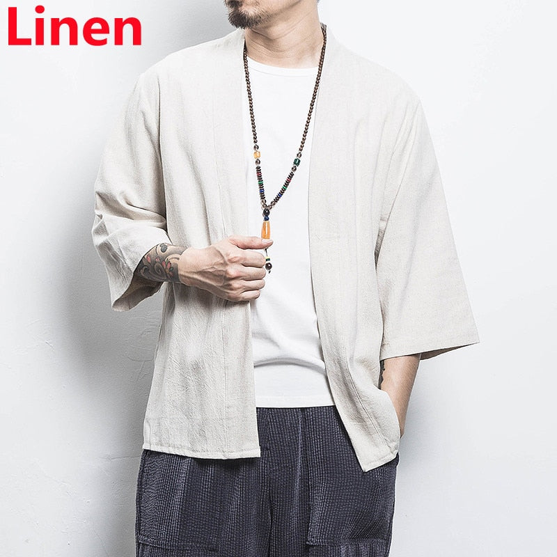 Kimono Japanese Costume Men Coat Harajuku Style Tops Japan Haori Cardigan Chinese Traditional Jacket Loose Shirt Yukata Coats
