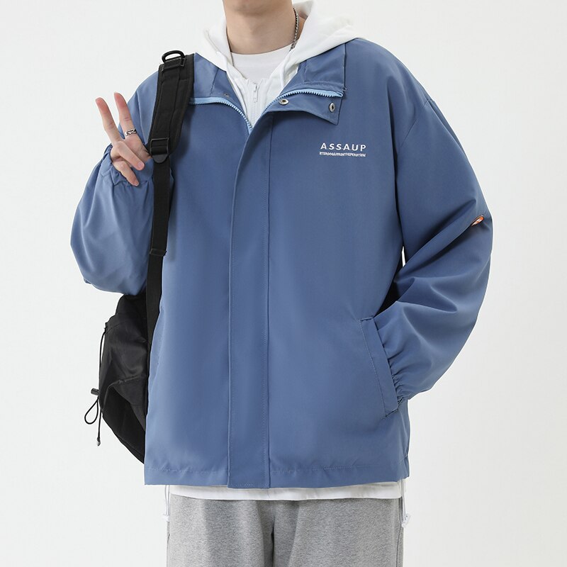 Men's Windbreaker Jacket With Hood Streetwear Outdoor Jackets Men Hip Hop Japan Style Harajuku Hoodies Jackets Men