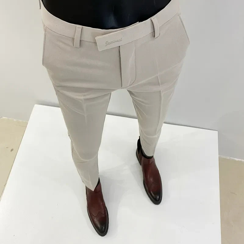 saferido Male Casual Business Dress Pants British Style Slim Fit Classic Formal Office Social Pants for Men Wedding Party Trousers